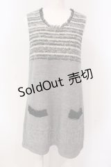 INGEBORG / ツイード切り替えニットワンピース  グレー O-25-04-29-056-LO-TO-IG-OS