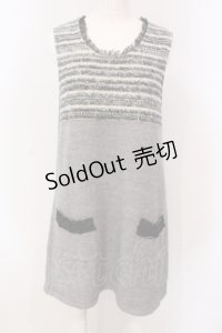 INGEBORG / ツイード切り替えニットワンピース  グレー O-25-04-29-056-LO-TO-IG-OS