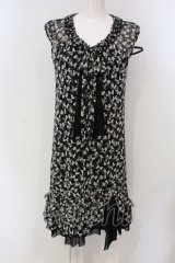 INGEBORG / リボンプリントチュールワンピース 9 クロ O-25-04-29-072-LO-OP-IG-OS