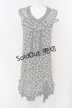 画像1: INGEBORG / リボンプリントチュールワンピース 9 クロ O-25-04-29-072-LO-OP-IG-OS