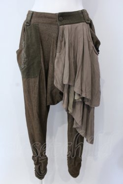画像1: Ozz Croce / イレギュラーギャザーサルエルパンツ  カーキブラウン O-25-04-29-081-OO-PA-IG-OS