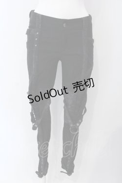 画像1: Ozz Croce / ベルテッドレースアップパンツ  ブラック O-25-04-29-083-OO-PA-IG-OS