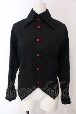 画像1: PUTUMAYO / レースアップ燕尾ブラウス  ブラック×レッド O-25-04-29-087-PT-BL-IG-OS