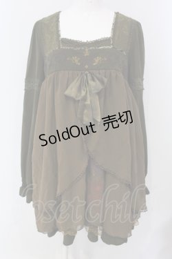画像1: Ozz oneste / スクエアネックバタフライワンピース  グリーン O-25-04-29-089-OO-OP-IG-OS