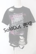 SEX POT ReVeNGe / ダメージプリントTシャツ M ブラック×パープル O-25-04-29-097-SP-TO-IG-OS