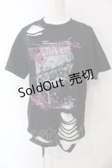 SEX POT ReVeNGe / ダメージプリントTシャツ M ブラック×パープル O-25-04-29-097-SP-TO-IG-OS