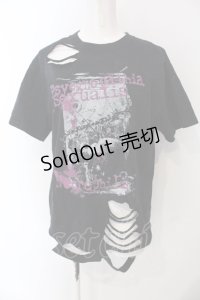 SEX POT ReVeNGe / ダメージプリントTシャツ M ブラック×パープル O-25-04-29-097-SP-TO-IG-OS