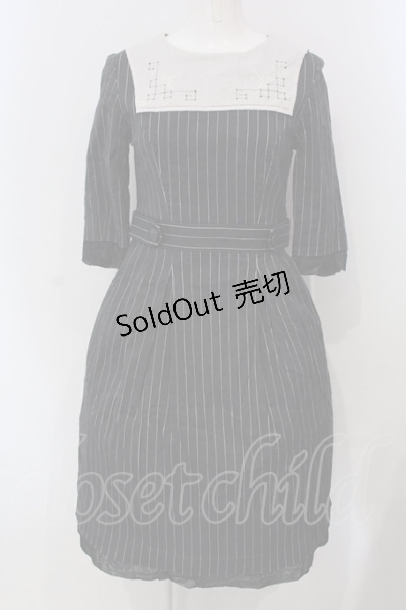 画像1: 【SALE】Jane Marple / スクエアステッチカラーストライプワンピース M クロ O-25-04-29-002-JM-OP-IG-ZT464 (1)
