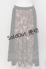 Qutie Frash / 和柄プリーツフレアスカート  レッド×ブラック O-25-04-29-016-QU-SK-OW-OS