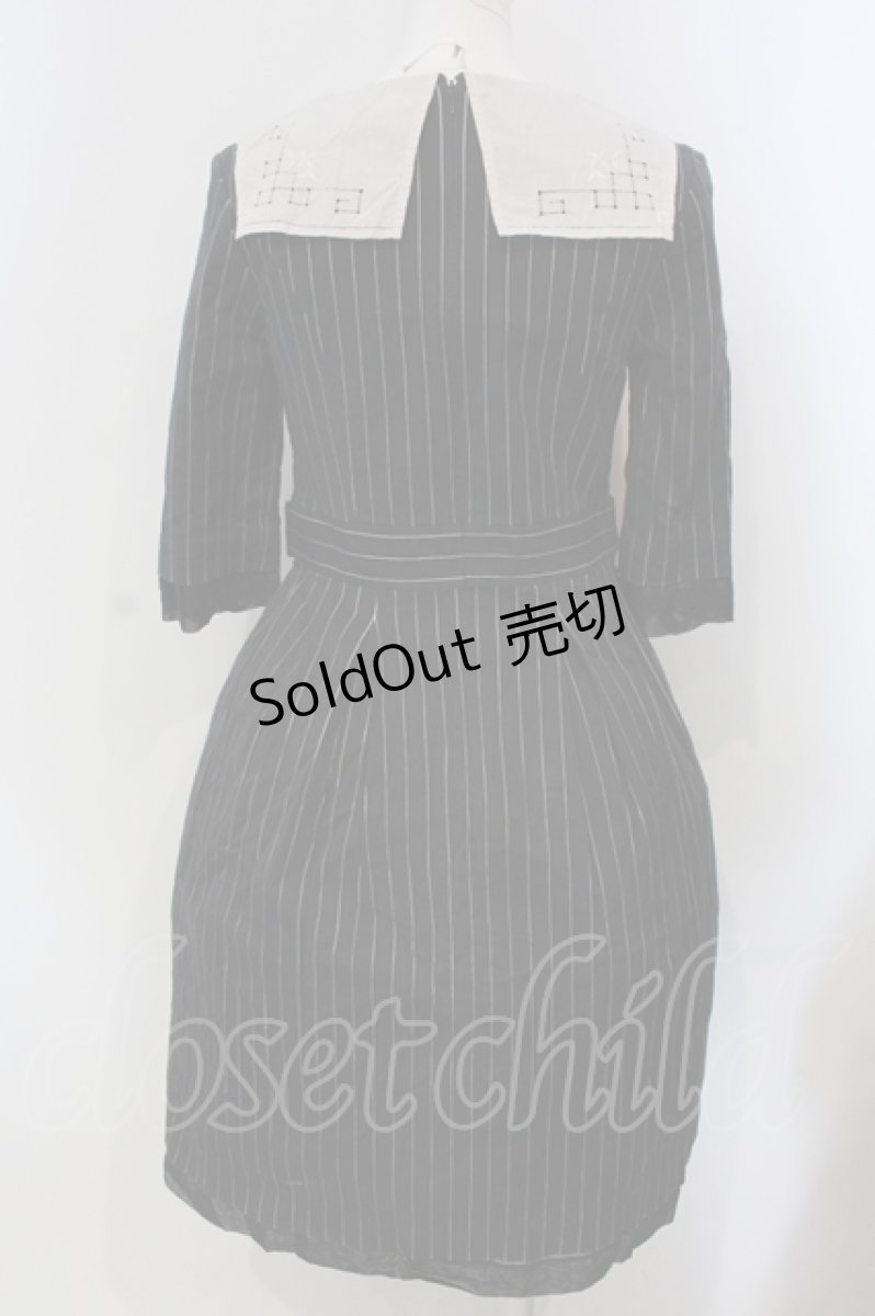 画像4: 【SALE】Jane Marple / スクエアステッチカラーストライプワンピース M クロ O-25-04-29-002-JM-OP-IG-ZT464 (4)