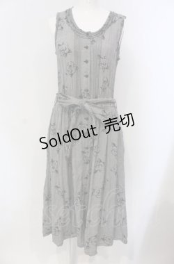 画像1: INGEBORG / 千鳥格子カメリアプリントロングワンピース 9 グレー O-25-04-30-1031-LO-OP-IG-OS