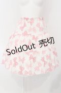 Jane Marple / リボン柄スカート M シロ×ピンク O-25-04-30-1043-JM-SK-OW-OS