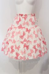 Jane Marple / リボン柄スカート M シロ×ピンク O-25-04-30-1043-JM-SK-OW-OS