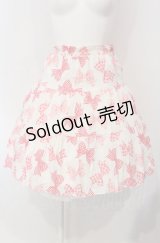 Jane Marple / リボン柄スカート M シロ×ピンク O-25-04-30-1043-JM-SK-OW-OS