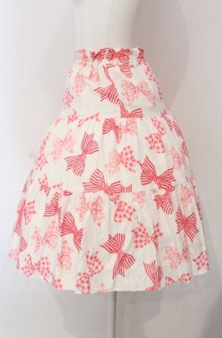 画像3: Jane Marple / リボン柄スカート M シロ×ピンク O-25-04-30-1043-JM-SK-OW-OS