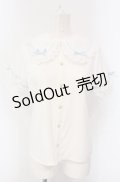 axes femme kawaii / 梯子レース半袖ブラウス M シロ×サックス O-25-04-30-1047-AX-BL-OW-OS
