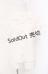 axes femme kawaii / 梯子レース半袖ブラウス M シロ×ピンク O-25-04-30-1048-AX-BL-OW-OS