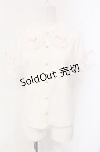 axes femme kawaii / 梯子レース半袖ブラウス M シロ×ピンク O-25-04-30-1048-AX-BL-OW-OS