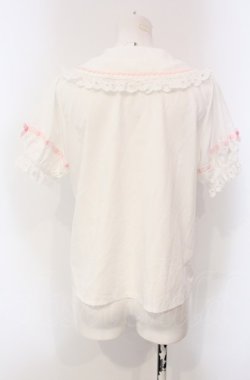 画像4: axes femme kawaii / 梯子レース半袖ブラウス M シロ×ピンク O-25-04-30-1048-AX-BL-OW-OS