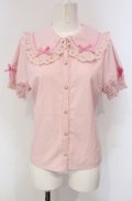 axes femme kawaii / 梯子レース半袖ブラウス M ピンク O-25-04-30-1049-AX-BL-OW-OS