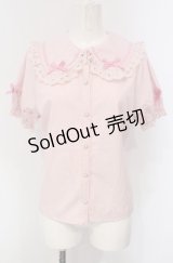axes femme kawaii / 梯子レース半袖ブラウス M ピンク O-25-04-30-1049-AX-BL-OW-OS