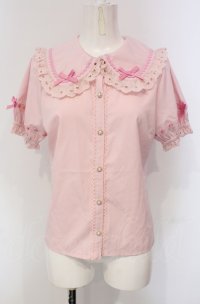 axes femme kawaii / 梯子レース半袖ブラウス M ピンク O-25-04-30-1049-AX-BL-OW-OS