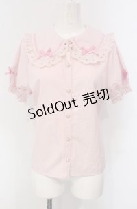 axes femme kawaii / 梯子レース半袖ブラウス M ピンク O-25-04-30-1049-AX-BL-OW-OS