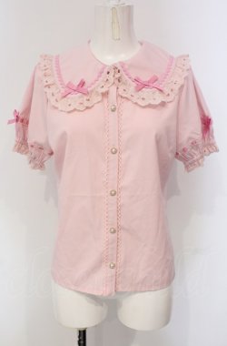 画像1: axes femme kawaii / 梯子レース半袖ブラウス M ピンク O-25-04-30-1049-AX-BL-OW-OS
