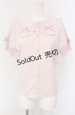 画像1: axes femme kawaii / 梯子レース半袖ブラウス M ピンク O-25-04-30-1049-AX-BL-OW-OS