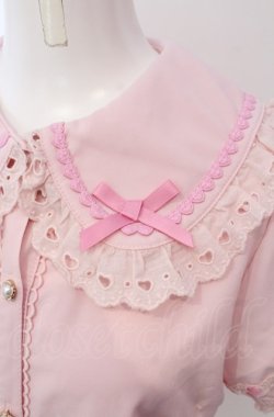 画像2: axes femme kawaii / 梯子レース半袖ブラウス M ピンク O-25-04-30-1049-AX-BL-OW-OS