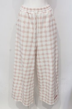画像1: PINK HOUSE / little sunny bite hand drawing checker pants  ピンク×シロ O-25-04-30-1006-LO-PA-IG-OS