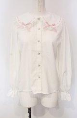 majoretty / はしごレースブラウス S シロ×ピンク O-25-04-30-1051-LO-BL-OW-OS