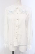 majoretty / はしごレースブラウス S シロ×サックス O-25-04-30-1052-LO-BL-OW-OS