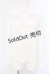 majoretty / はしごレースブラウス S シロ×サックス O-25-04-30-1052-LO-BL-OW-OS