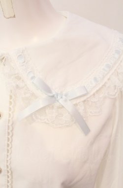 画像2: majoretty / はしごレースブラウス S シロ×サックス O-25-04-30-1052-LO-BL-OW-OS