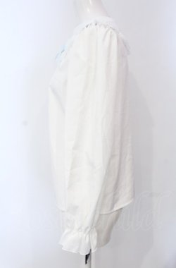 画像3: majoretty / はしごレースブラウス S シロ×サックス O-25-04-30-1052-LO-BL-OW-OS
