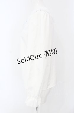 画像3: majoretty / はしごレースブラウス S シロ×サックス O-25-04-30-1052-LO-BL-OW-OS