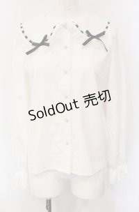 majoretty / はしごレースブラウス S シロ×クロ O-25-04-30-1053-LO-BL-OW-OS