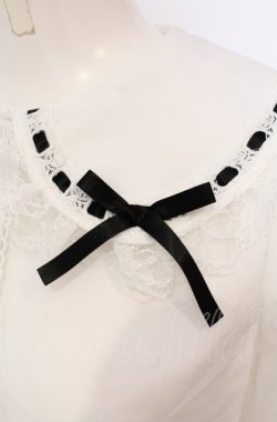 画像2: majoretty / はしごレースブラウス S シロ×クロ O-25-04-30-1053-LO-BL-OW-OS