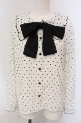 majoretty / MRハートドットブラウス S シロ×クロ O-25-04-30-1056-LO-BL-OW-OS