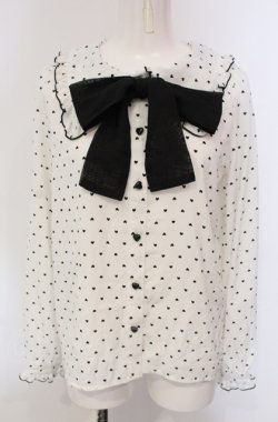 画像1: majoretty / MRハートドットブラウス S シロ×クロ O-25-04-30-1056-LO-BL-OW-OS