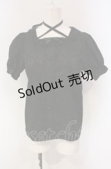 majoretty / レースパフスリーブプルオーバー M クロ O-25-04-30-1059-LO-BL-OW-OS