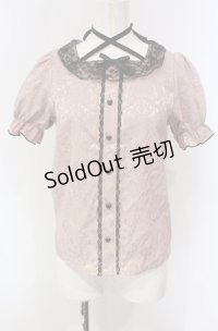 majoretty / レースパフスリーブプルオーバー M ピンク O-25-04-30-1060-LO-BL-OW-OS