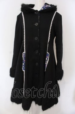 画像1: gouk / 和柄フードロングコート  ブラック×ネイビー O-25-04-30-1062-GO-CO-IG-OS