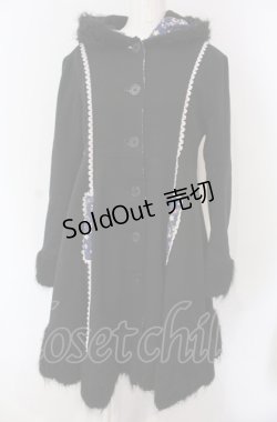 画像1: gouk / 和柄フードロングコート  ブラック×ネイビー O-25-04-30-1062-GO-CO-IG-ZT-C027