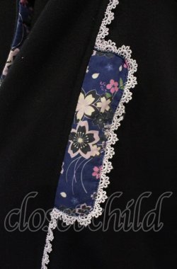 画像2: gouk / 和柄フードロングコート  ブラック×ネイビー O-25-04-30-1062-GO-CO-IG-OS
