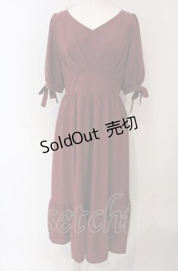 画像1: An MILLE / 袖リボンワンピース M ワイン O-25-04-30-1072-EL-OP-OW-OS