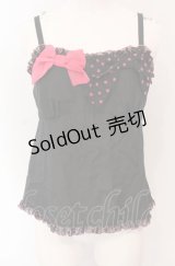 MILK / ダブルリボンキャミ  クロ×ピンク O-25-04-30-1075-ML-TO-OW-OS