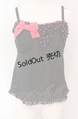 画像1: MILK / ダブルリボンキャミ  クロ×ピンク O-25-04-30-1075-ML-TO-OW-OS