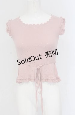 画像1: Shirley Temple / ビーズ使いニットベスト 150ｃｍ ピンク O-25-04-30-1099-ET-TO-OW-OS